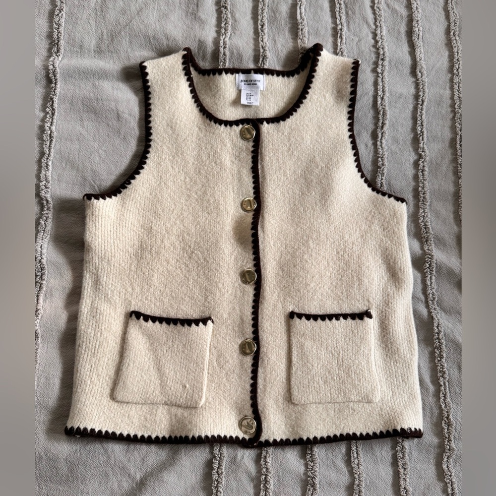 Song of Style Cream and Brown Sweater Vest